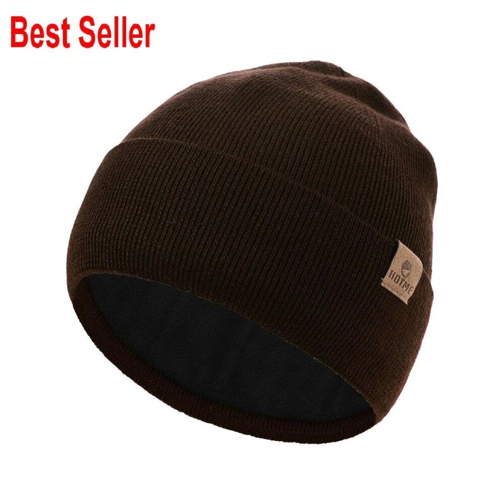 Merino Wool Beanie Fleece Lined Winter Hat Soft Warm Knitted Unisex